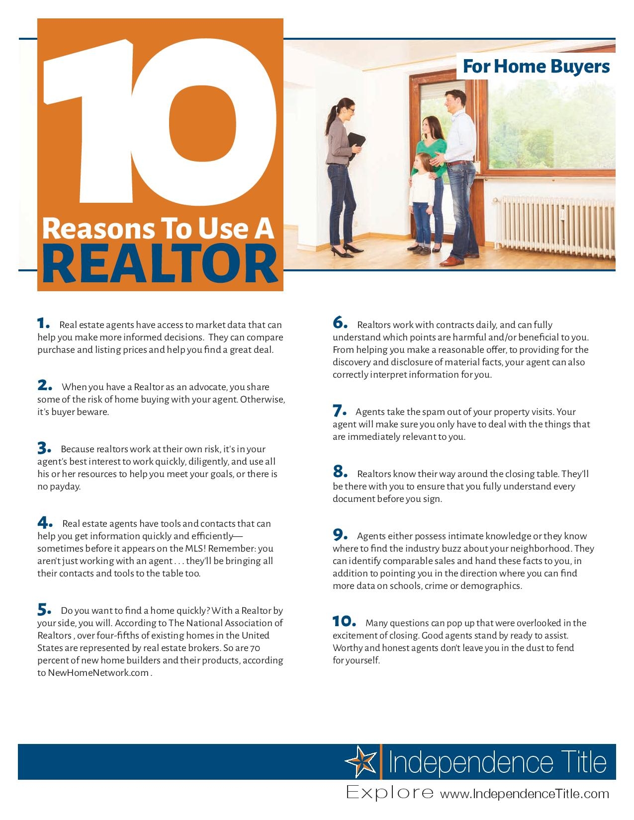 10 Reasons To Use A REALTOR If You Are A Buyer