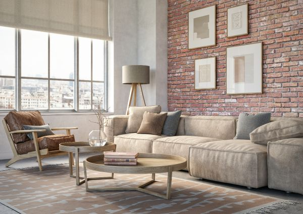 living room in high rise with couch and table