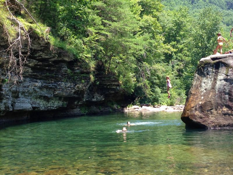 hidden creek with large rock