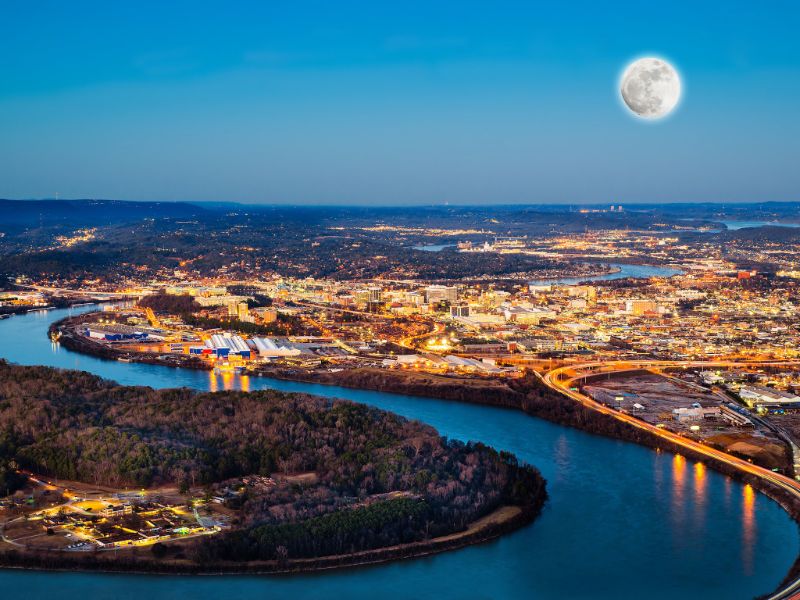 sky view of downtown chattanooga