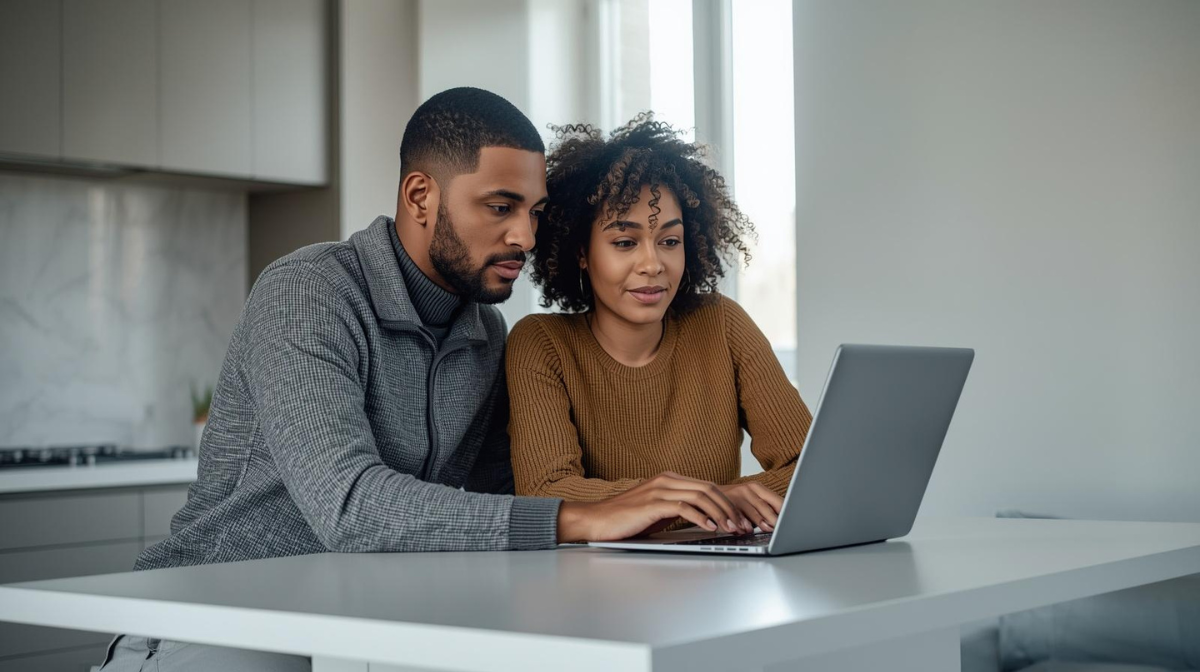 couple looking at laptop computer