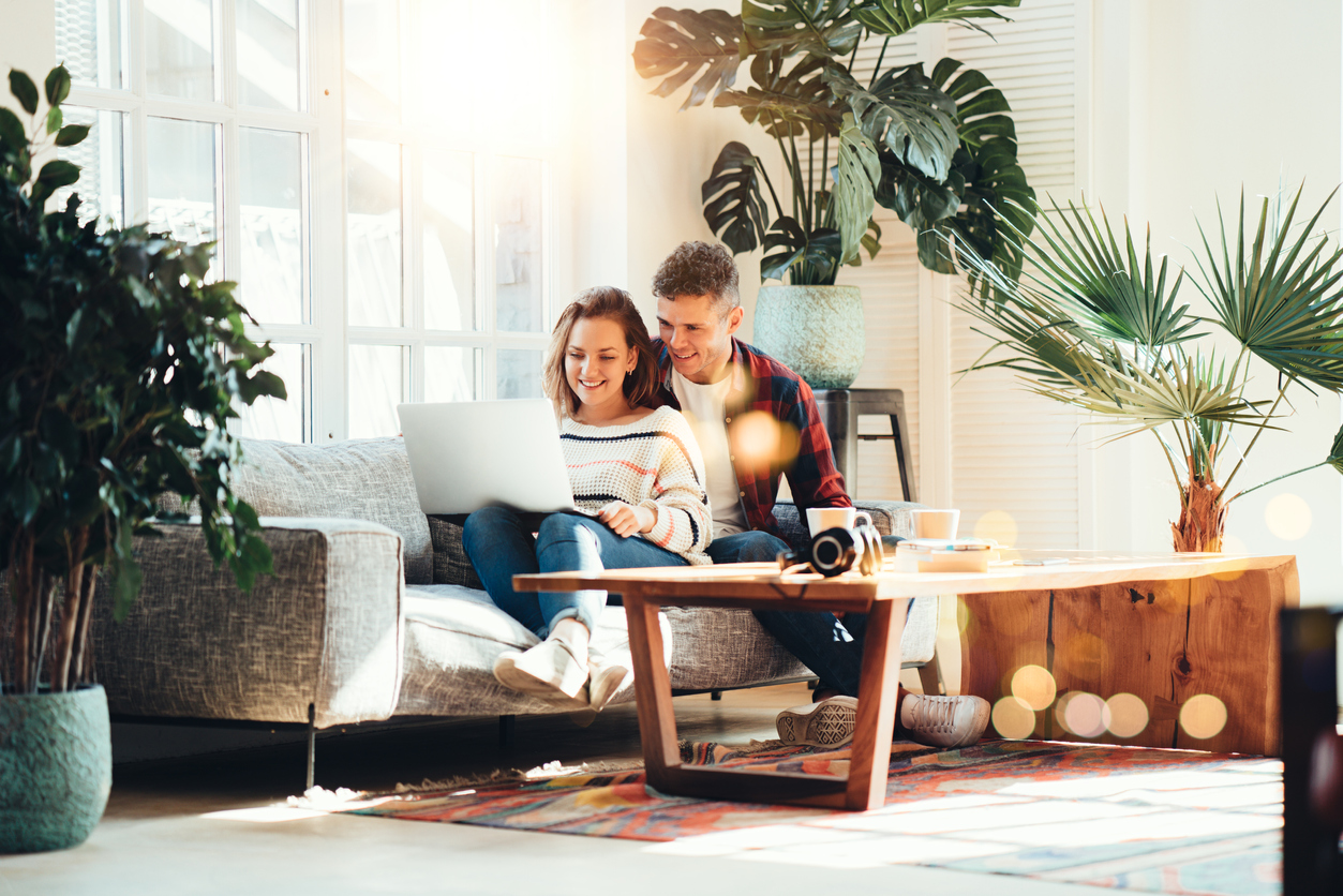 couple looking at computer