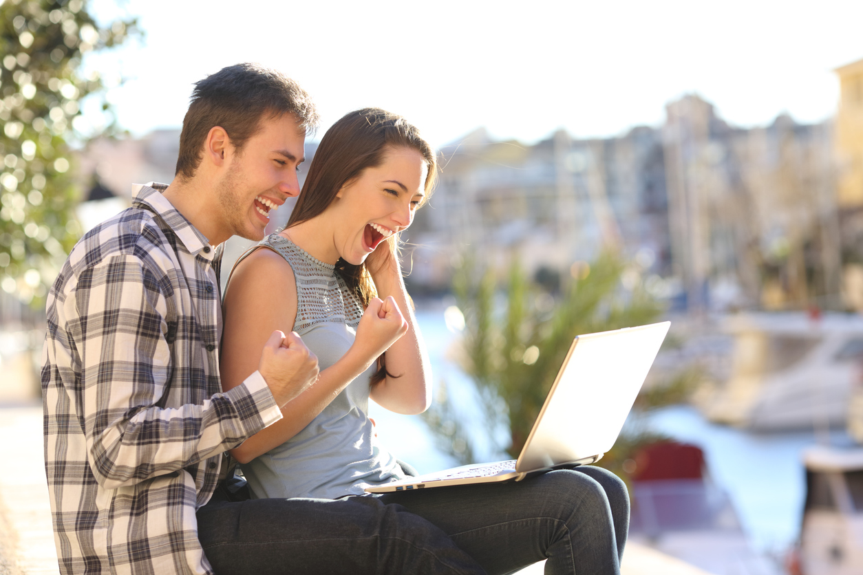 couple looking at computer
